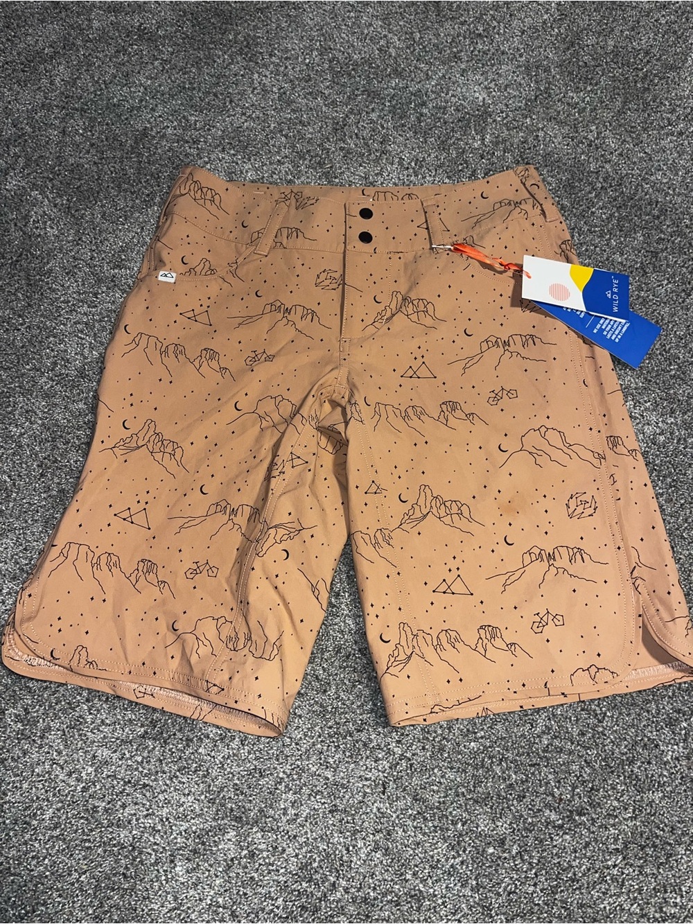 Wild Rye Bike Shorts Womens Sz 6 Peach mountain Graphic  Cycling Hiking NWT